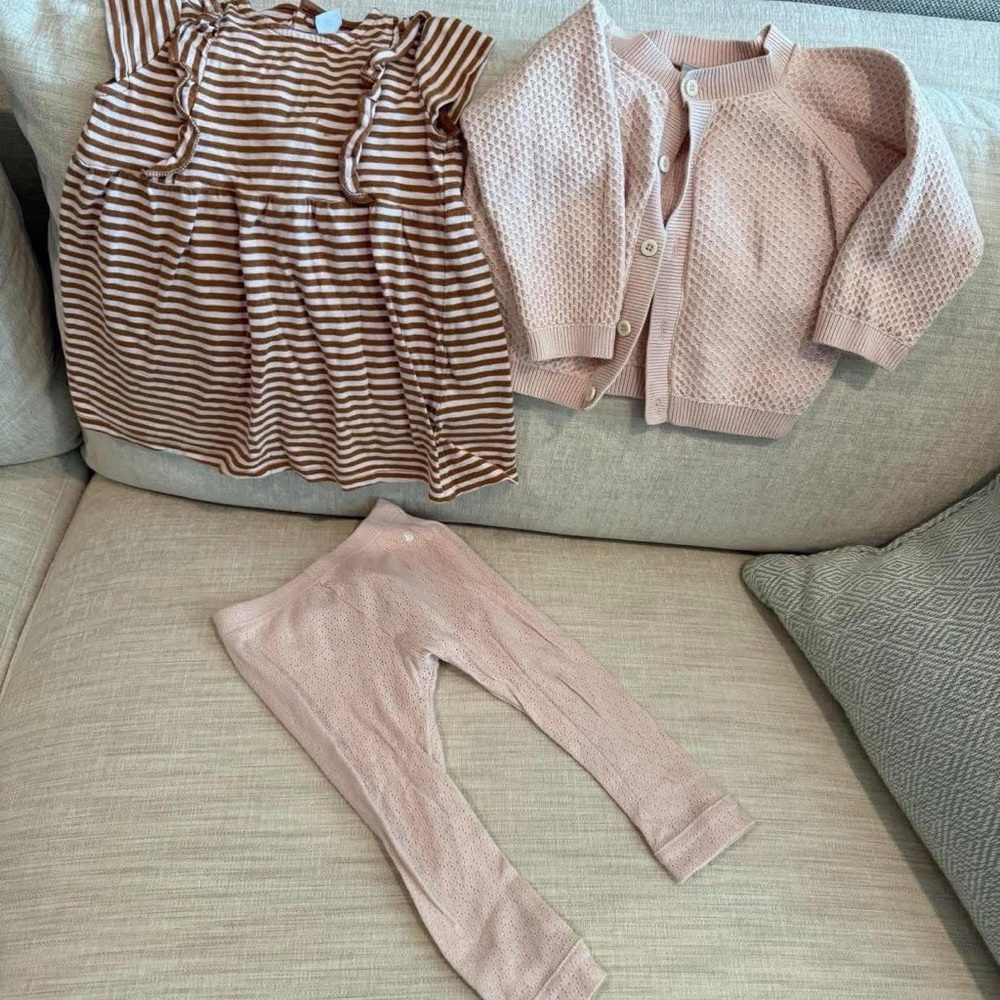 Petit Bateau Pink and Brown Kids Matching Set